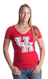 University of Houston | UH Cougars Vintage Style Ladies' Licensed V-neck T-shirt-Vneck,L