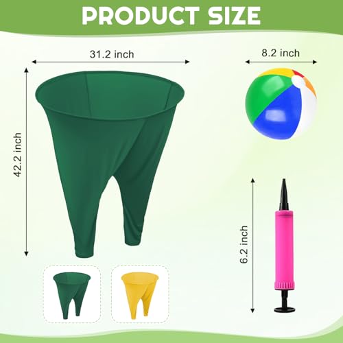Image of ROMANKAS Granny Pants Outdoor Game Green Granny Pant Yard Game with 8 Bouncy Balls and 1 Air Pump (Random Colors) 2 Pack Grandma Pant Games Gold Adult Granny Pants Games for Backyard Party