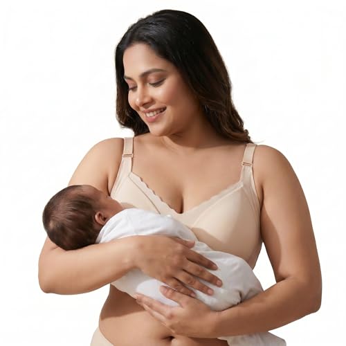 Image of ELEG & STILANCE Maternity Feeding Bra Padded Nursing Bra with Adjustable Straps Easy Baby Breastfeeding New Moms