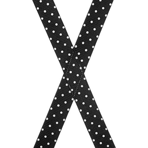 Suspender Store Polka Dot Suspenders - White On Black 1 Inch Wide Clip 48" For 5'9" To 6'2" Tall #TOP2