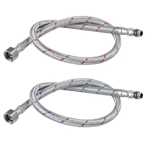 2 Stück Armatur Schlauch 3/8" X M10 - 80cm Edelstahl Flexschlauch Für Küche Und Bad