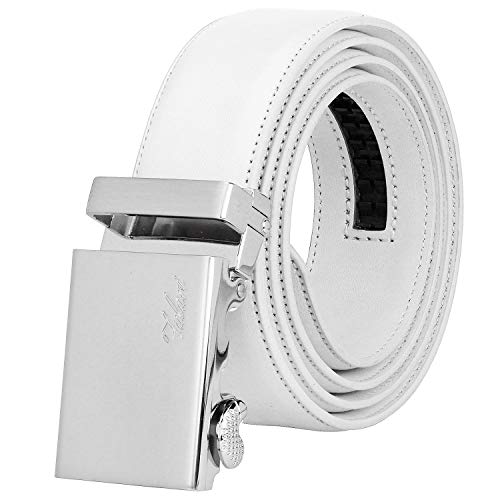 Image of Falari Men Unisex Genuine Leather Ratchet Dress and Casual Belt, Automatic Sliding Buckle, Trim to Fit