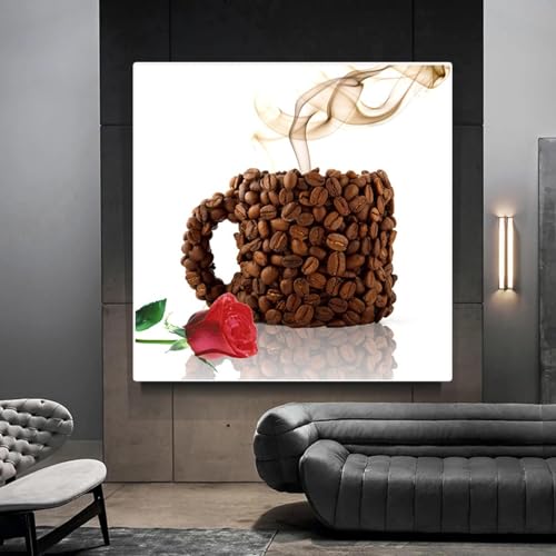 Toile café humour grain de cœur pour exprimer votre amour du café au cœur de la maison