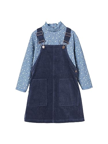 Preisvergleich Produktbild Vertbaudet Mädchen Set: Shirt & Latzkleid nachtblau 140