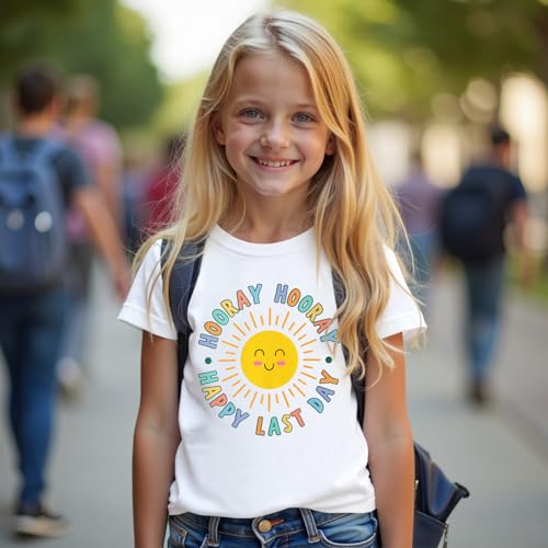Image of BOUTIKOME Happy Last Day of School Shirt for Girls Kid End of School T-Shirt Student Graduation Gift Summer Tees Tops