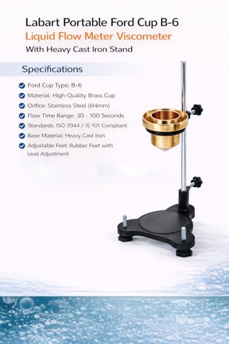 Image of Labart Portable Ford Cup B-6 Liquid Flow Meter Viscometer With Heavy Cast Iron Stand (B6)