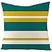 Poszewki na poduszki zielone żółte linie, dekoracyjna poszewka na poduszkę na sofę kwadratowe poduszki lniane poszewki na poduszki z niewidocznym zamkiem błyskawicznym poszewka na poduszki do ogrodu, na drzwi na zewnątrz, dekoracja domu poszewka na poduszkę + rdzeń 40 x 40 cm