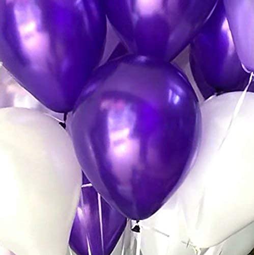 Image of AMFIN (Pack of 25) 10 inch Metallic Balloons Dark Purple, Light Purple and White for Birthday Decoration, Decoration for Weddings, Engagement, Anniversary - Dark Purple, Light Purple & White