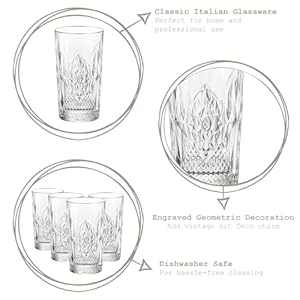 Bormioli rocco bartender stone 165 oz cooler glass clear set of 6  urban country home decor