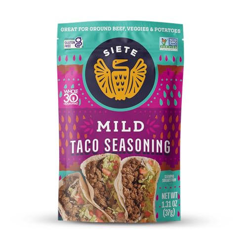 Siete Mild Taco Seasoning Mix | Gluten Free | Vegan | Paleo | Preservative Free | Whole 30 Approved (6 Packets) 42 Servings