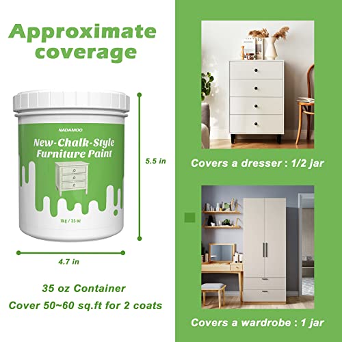 Nadamoo Chalked Paint For Furniture Crafts, Semi-Gloss Cabinet Paint Water-Based Acrylic Wood Furniture Paint Countertop Painting, 35 Oz With Tools, Light Green Jade #TOP3