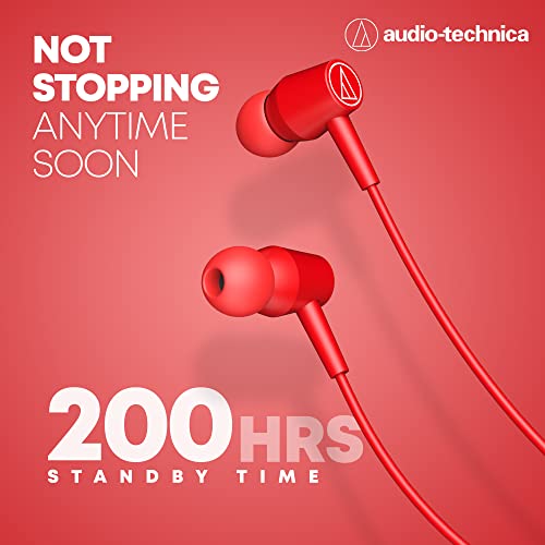 Image of Audio-Technica CLR100BT Bluetooth Neckband with 200 Hours Standby Time Volume Control Extra Bass Noise Isolation and Magnetic Buds (Red)