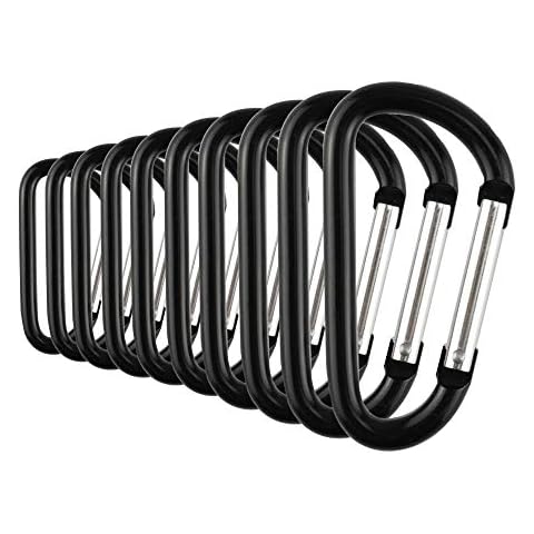 SWATOM Aluminum Carabiner Clip Snap Hook Keyring 1.5/1.9/2.2/2.4/2.8 Inch Carabiners Keychains Black(10P/20P) Cover
