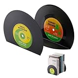 Modern Bookends for Shelves,Retro Vinyl Record Bookends - Vintage Music Decor Bookend Set, Unique Decorative Book Stopper for Home Office & Gifts for Music Lovers(Sunset)