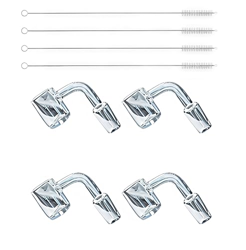 8pcs Glass Funnel Set Clear Borosilicate with Right-Angle Buffer Zone for Chemical Filtration Includes 4 Funnels and 4 Cleaning Brushes