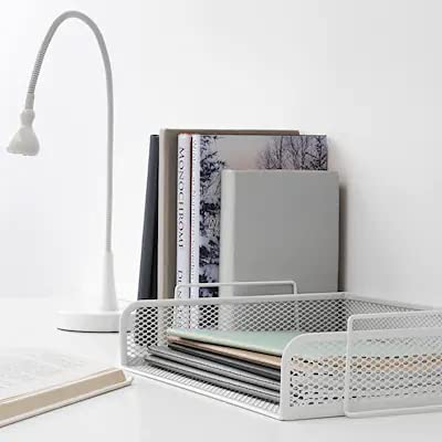DRÖNJÖNS Vassoio per lettere, bianco + penna di ricarica FINCHLEY