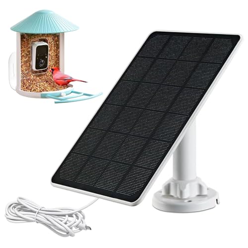 Solar Panel for Bird Feeder Camera 3W Continuously Power Supply for Your Bird Feeder Camera Type-C Plug