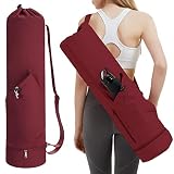 sportsnew Yoga Mat Bag with Water Bottle Pocket and Bottom Wet Pocket, Exercise Yoga Mat Carrier Mul