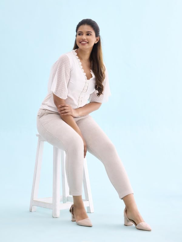Image of GO COLORS Solid Corduroy Treggings for Women | Warmtech, Mid Rise, Side Pocket