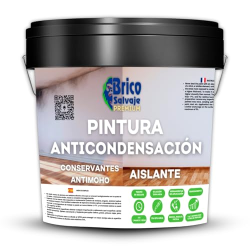 BRICOMEX Pintura Anticondensación, Antihumedad, Antimoho, Aislante Térmico, Todo tipo de Paredes y Techos (750 ML)