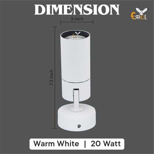 Image of Errol White spot Lights 20 watt Aluminium Focus Light | Adjustable Head Focus Light for wall | spot Lights for Home Ceiling | spot Light (Warmwhite)