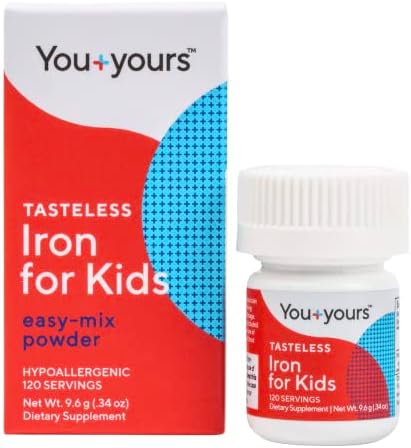 Tasteless Iron for Kids + Toddlers- Free of Sweeteners, Flavors and Preservatives- 4 Month Supply- Add to Beverages or Food.