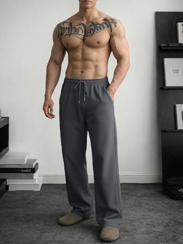 Image of JMIERR Men's Casual Baggy Pants Lightweight Wide Leg Lounge Travel Pants Streetwear with Pockets