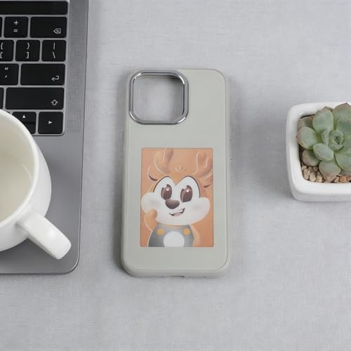Coque NFC iPhone 16 Pro Max grise avec écran e-paper personnalisable DIY - 4