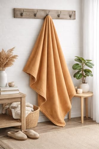 Image of Fleece Blanket 300 TC All Season Solid /Plain Light Weight Polar Fleece Single Bed Blanket (230 x 150 cm,Skin Friendly) (Beige)