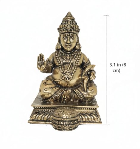Estatua de bronce Kuber 3 pulgadas centro Kalash miniatura 7