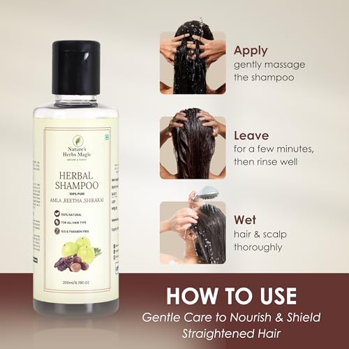 Image of Nature's Herbs Herbal Shampoo & Conditioner Combo | Amla Reetha Shikakai Hair Fall Control Shampoo with Aloe Vera Nourishing Conditioner for Smooth Soft Hair | Sulphate Paraben Free Herbal Hair Care Set | Men Women | 2 x 200 ml + 200 ml
