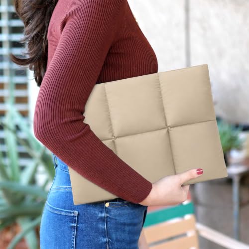 Image of ProElite Puffy Tablet Sleeve Case Upto 13.3 inch for Galaxy Tab S10 Fe+ /S9 FE+ /S7+ /S8 Plus /S9 Plus /S7 FE 12.4 inch, iPad Pro 12.9 inch, MacBook Air /Pro Retina, Microsoft Surface Pro 4 /5 /6 /7 /8 /9, Sand
