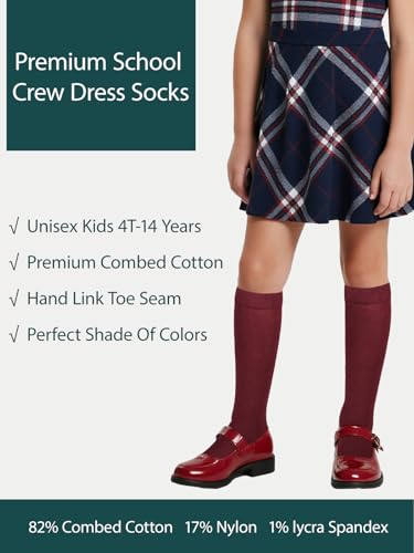 Image of COTTON DAY Kids Girls Unisex Knee High School Dress Socks Seamless Toe 3 Pack Black White Gray Navy Blue
