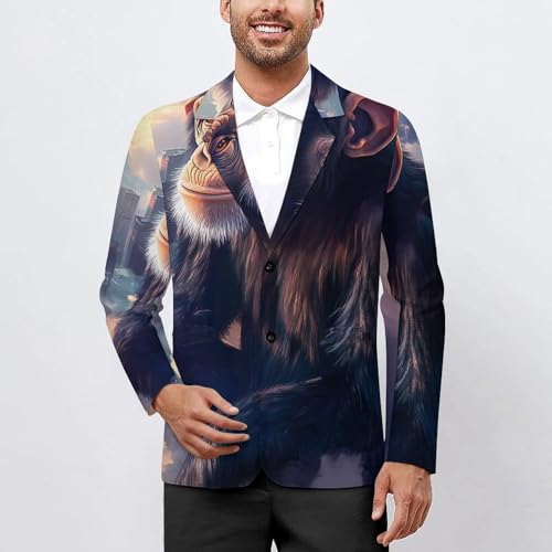 New York City-chimpanzee Men's Blazer Printed Button Suit Jacket Slim Sport Coat Blazers2