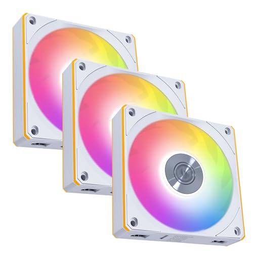 Lian Li UNI Fan CL120 ARGB 120mm PWM Fans - Triple Pack - 2.4 GHz Wireless Signal RGB & PC Case Fans Control - Daisy-Chain - Dual Light Zones - FDB - Controller Included & Required - White (12CL1W3W)