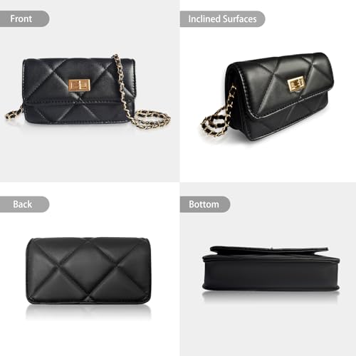 Black Purse with Leather Woven & Sleek Gold Chain Strap, Small Crossbody Bag Perfect for Carrying Daily Essentials2