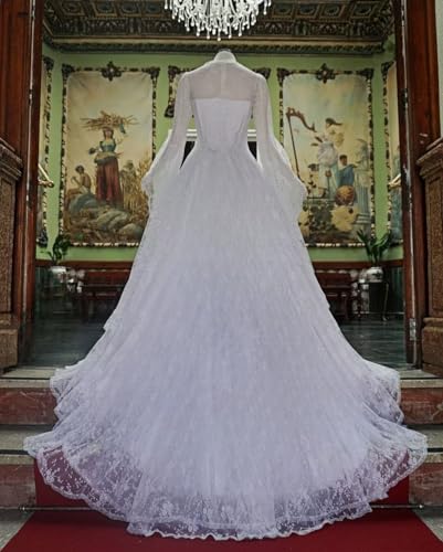Mouccy Gothic Victorian Dresses for Women Flare Sleeve Medieval Wedding Dresses for Bride Lace Vintage Ball Gowns with Coat2