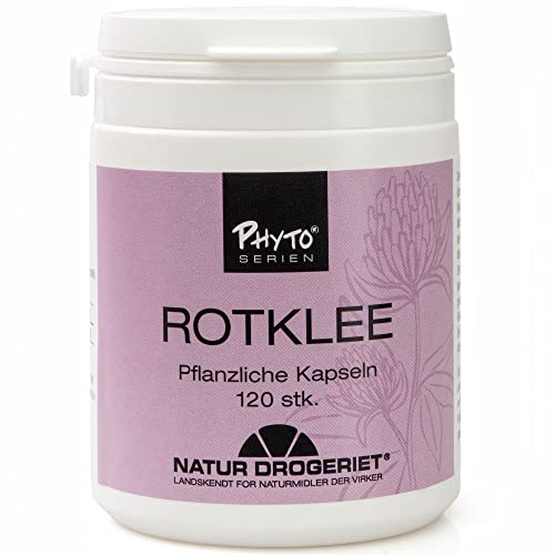 Natur Drogeriet Rotklee Kapseln 400mg -120 Stück - Für den Wechseljahre - Hochdosiert - Vegane/Pflanzliche Menopause Kapseln aus DK