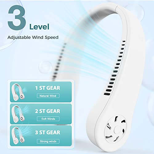 Cindylary White Portable Neck Fan, Personal Bladeless Wearable With Portable 360°Cooling Neck Fan，Usb Rechargeable Mini Hanging Neck Fan For Outdoor Sports #TOP1