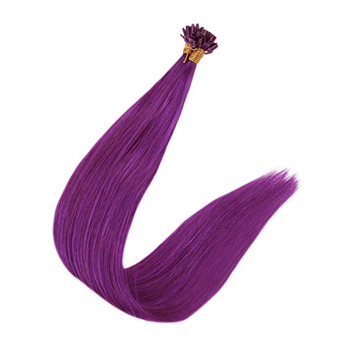 Hair Extension U Tip Human Hair 20 Inch Purple Human Hair Extensions Keratin Tip Hair Extensions 25g Fusion Extension U Tip Hair