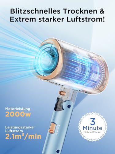 2026 Föhn Ionen Haartrockner 2000W Faltbar Schnelltrocknend Salon Diffusor – Ansicht 2