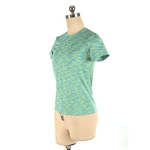 Tops de treinamento de patinação artística, fios coloridos elegantes, mangas curtas elásticas confor