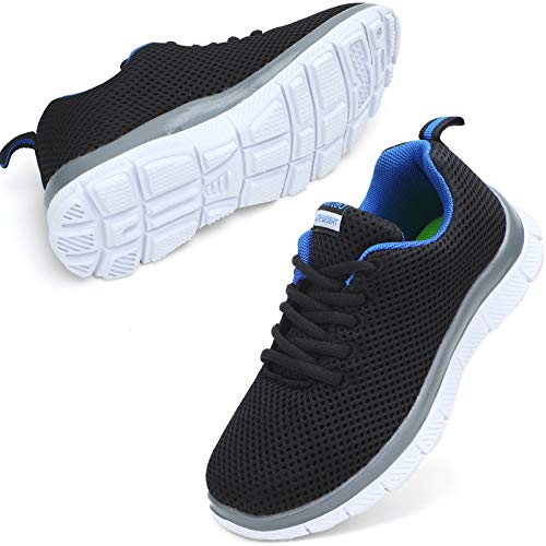 Nerteo NT191117BLACKBLUE34 Boys Tennis Running Shoes Lightweight Breathable Sneakers Kids Black/Blue 3 M Us Little Kid cover