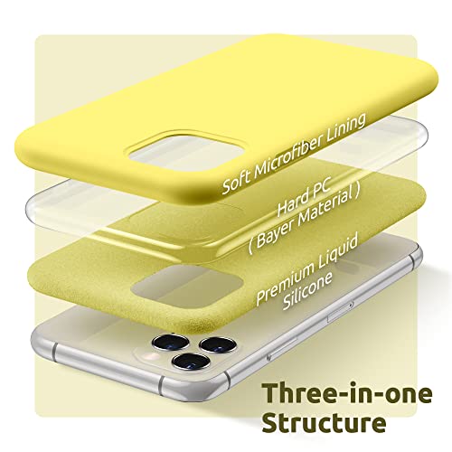 Surphy Silicone Case Compatible With Iphone 11 Pro Case 5.8 Inches, Liquid Silicone Full Body Thickening Design Phone Case (With Microfiber Lining) For 11 Pro 5.8" 2019, Yellow #TOP3