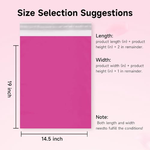 Image of Pink Poly Mailers 14.5x19 Inch, 500 Pack | Self-seal shipping bags with secure adhesive; for small business, clothing, towels, accessories, and bulk packing