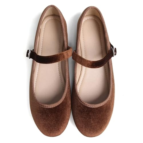 Image of TN TANGNEST Women's Velvet Flats Round Toe Ballet Shoes | Elegant Bowknot Flats Comfortable Casual Slip On Flats for Work