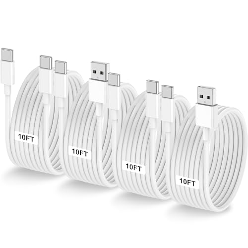 Image of Car Carplay Cable for iPhone 17 16 15, 2-Pack 10FT 60W USB C to USB C Cable And 2-Pack 10FT USB A to USB C Cable for iPhone 17 16 15,for Galaxy S25 S24, for iPad Pro /Air, for MacBook Pro /Air and More