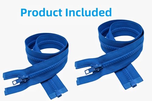 Image of MebuZip 2PCS #5 14 Inch Separating Jacket Zippers Resin Zipper Molded Plastic Zippers Bulk for Sewing Coat Jackets Clothes (Blue)