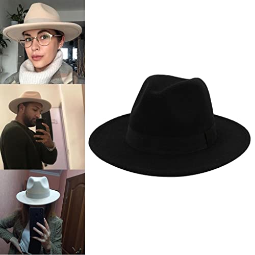 NC Unisex Elegante Igreja Flat Top Fedora Chapéu Fishman Chapéu Britânico Simples Aba Larga chapéu d
