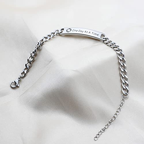 WAJJUAN One Day At A Time AA Bracelet Sobriety Gift Addiction Recovery Gift AA Bracelet NA Gift Anniversary Bracelet Gift for Her Birthday Jewelry (NA BRchain S) - Image 5